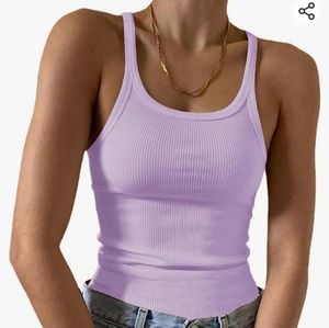 NWT Sleeveless Tank Top Scoop Neck Ribbed Knit Basic